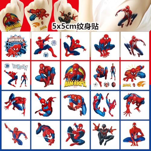 20 Sheets Spider-Man Temporary Tattoos for Kids' Parties