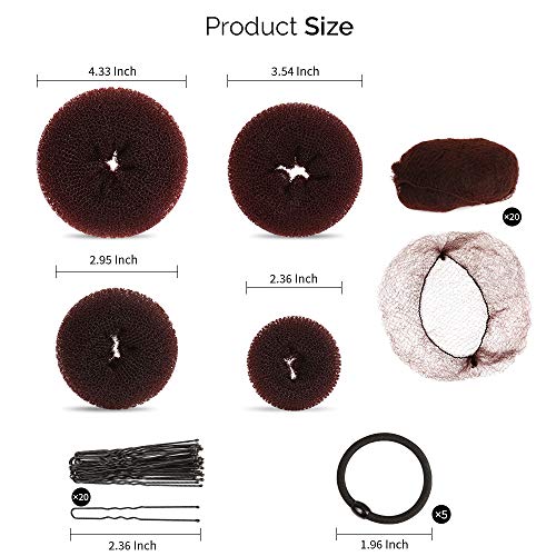 FANDAMEI Brown Hair Accessory Set with Invisible Nets, Donut Makers & Bobby Pins