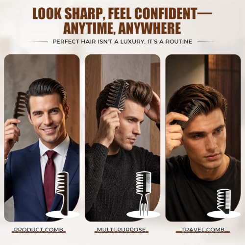 3-Piece Professional Hair Styling Comb Set for Men