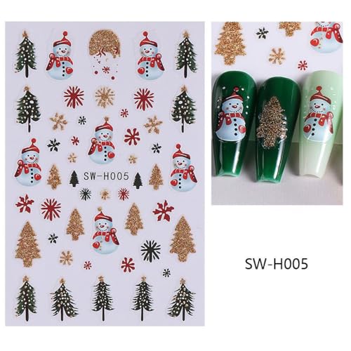 Gold Christmas Nail Stickers Set - Self-Adhesive Winter Holiday Nail Decals for Women