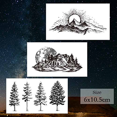 Hotoyannia Mountain Geometric Temporary Tattoos - 62 Sheets Waterproof Body Art for Adults & Kids