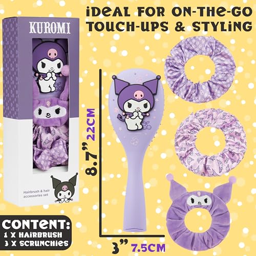 Hello Kitty Sanrio Character Detangler Hair Brush and Scrunchies Set