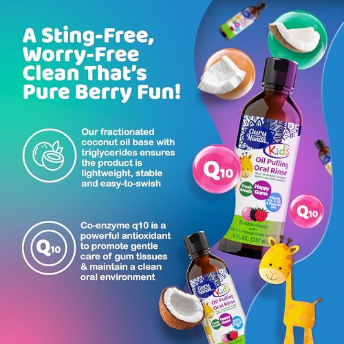 GuruNanda Kids Oil Pulling Mouthwash, Natural Bubble Berry, 8 Oz