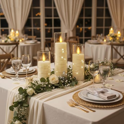 Raycare Flameless LED Pillar Candles Set with Remote Timer – Ivory