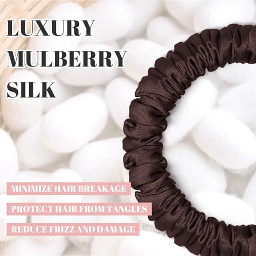 WantGor Mulberry Silk Scrunchies - 4PC Hair Ties Set