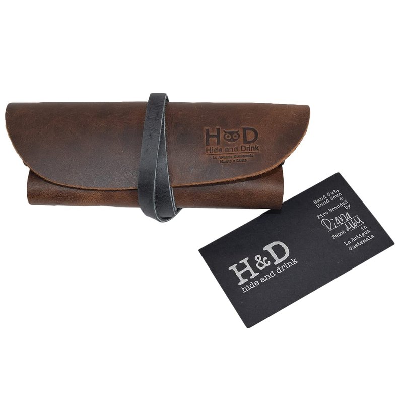 Hide & Drink, Rustic Leather Sunglass Wrap, Slim Travel, Soft Eye Glasses Storage, Handmade Includes 101 Year Warranty