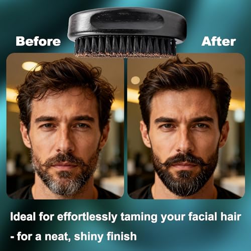 Natural Boar Bristle Beard Brush for Men | Wooden Handle, Travel Size