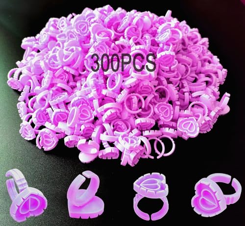 Purple 300 PCS Smart Lash Glue Rings with Spill-Proof Design for Eyelash Extensions