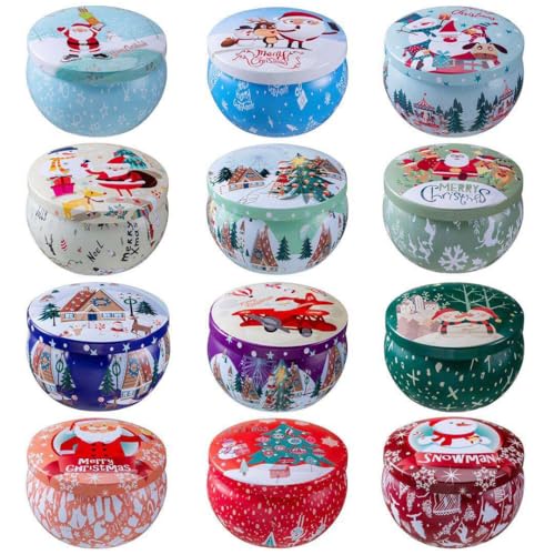 Christmas Scented Candles Gift Set - 12 Natural Soy Wax Aromatherapy Candles