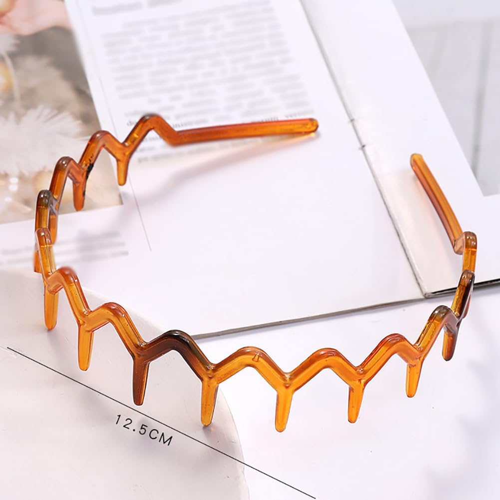 UUYYEO 4 Pcs Plastic Zig Zag Headbands Wavy Hair Bands Tooth Comb Hairband Teeth Hair Hoops Wave Head Bands Non Slip Hairbands Sports Hair Band Effortless Hair Accessories for Women