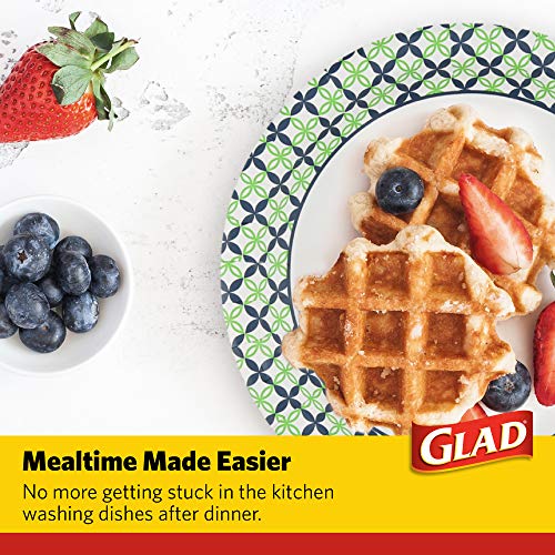 Glad 10-Inch Disposable Paper Plates, 50 Count - Happy Daisies Design