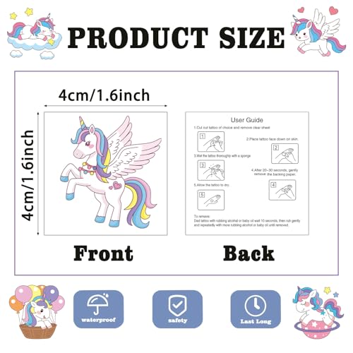 104 PCS Unicorn Temporary Tattoos for Kids - Safe & Fun Party Favors
