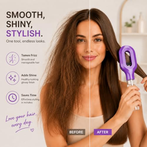 Akimomaty Hair Detangler Brush with Built-in Mist Sprayer, Purple