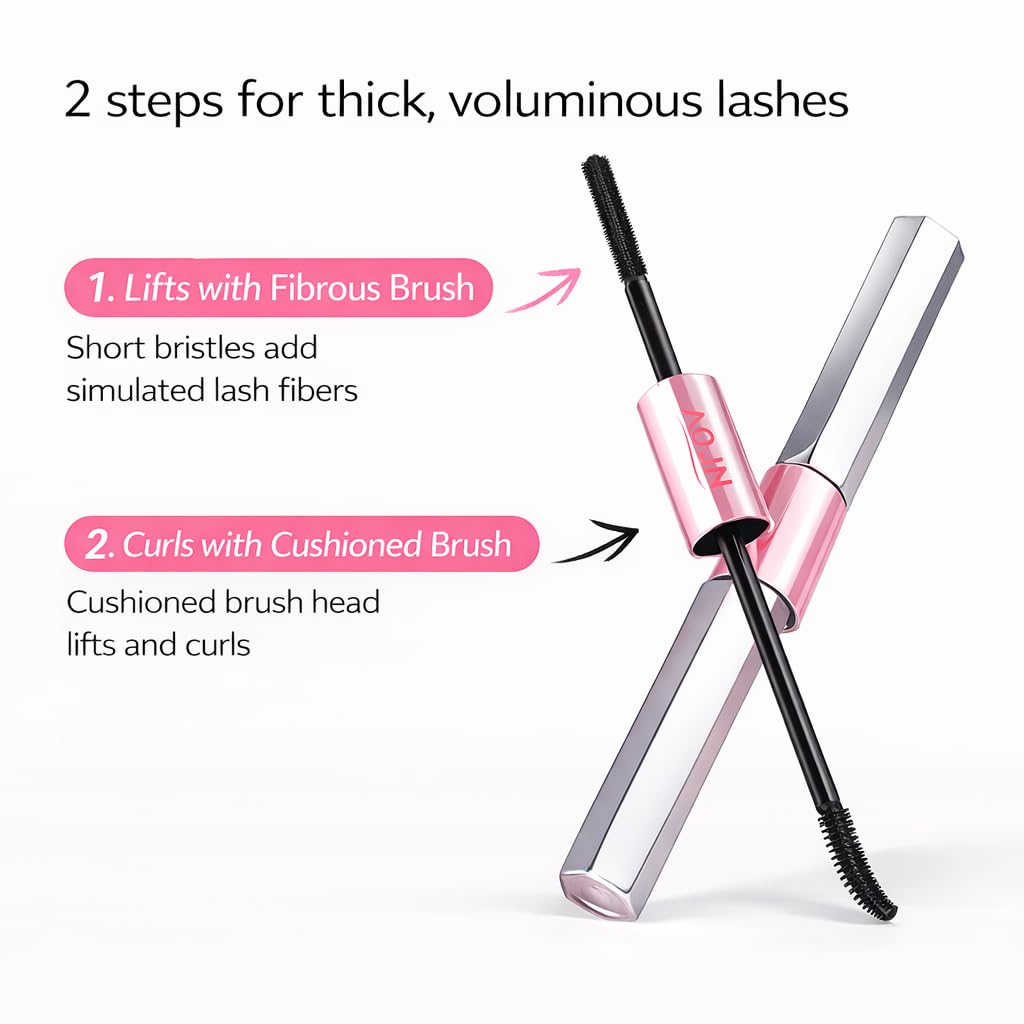 Dual-Ended Metal Mascara | Volumizing & Lengthening Waterproof Formula for Dramatic Black Lashes - Long-Lasting, No Flaking, No Clumping