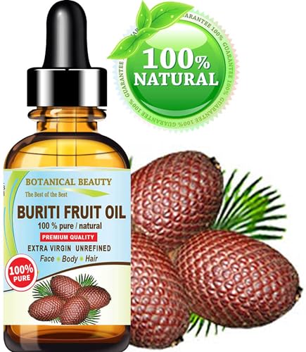 Botanical Beauty Buriti Fruit Oil - 100% Pure Virgin Unrefined for Skin & Hair (0.33 Fl Oz)