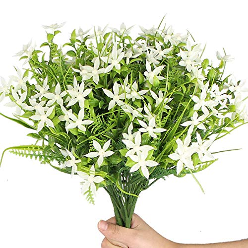 Rinlong 6Pcs UV Resistant Star Jasmine Artificial Flowers