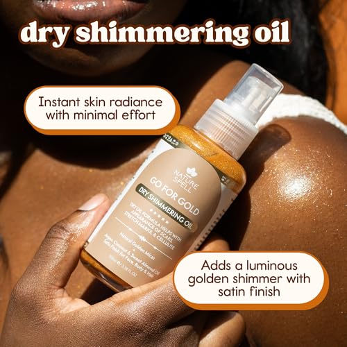 Nature Spell Vegan Shimmering Body & Face Oil with Argan & Coconut Oil - 3.38 Fl Oz