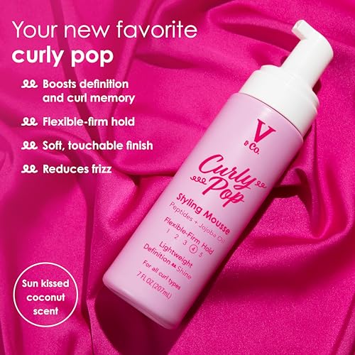 V&Co. Curly Pop Curl Defining Mousse, Anti-Frizz Hair Care (2-Pack, 6 oz)