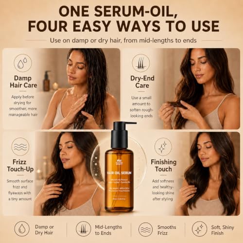 WM Western Miracle Hair Oil for Dry & Frizzy Hair 3.04 Fl Oz – Anti-Frizz Serum
