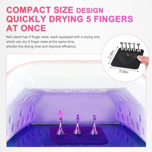 ANGNYA Grey Magnetic Nail Stand for Press-Ons, Reusable 10-Peg Display Holder with Mounting Tapes
