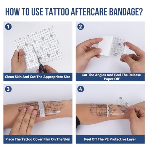 Pamiou Second Skin Tattoo Aftercare Bandage, Waterproof Film - 6" x 4 Yards