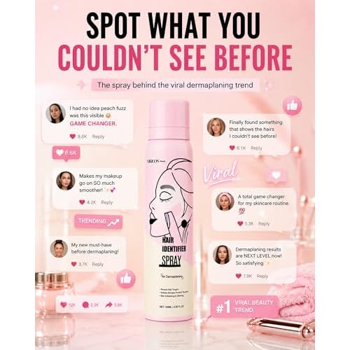 Hair Identifier Spray for Face Shaving & Dermaplaning, Dermaplane Spray to Reveal Peach Fuzz & Fine Facial Hair, Pre-Shave Facial Mist for Women, Smoother More Precise At-Home Dermaplaning Prep