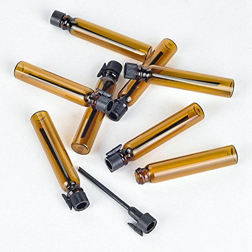 2ml Amber Glass Perfume Sample Vials - 100 Pack Refillable Travel Bottles