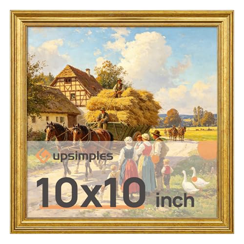Upsimples 10x10 Vintage Picture Frame in Gold - Dual Size Display