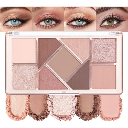 Amy's Diary 9-Color Taupe Matte & Shimmer Eye Shadow Palette Waterproof & Cruelty-Free