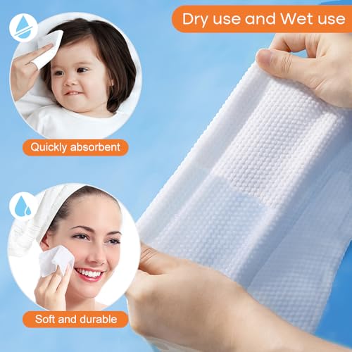 SUNLAND Disposable Face Towels - Soft Biodegradable Wipes, 160 Count
