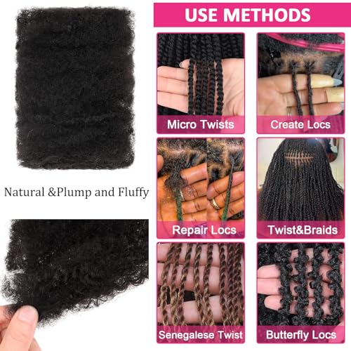 Unionbeauty 16 Inch Afro Kinky Bulk Hair - 3 Packs for Dreadlocks