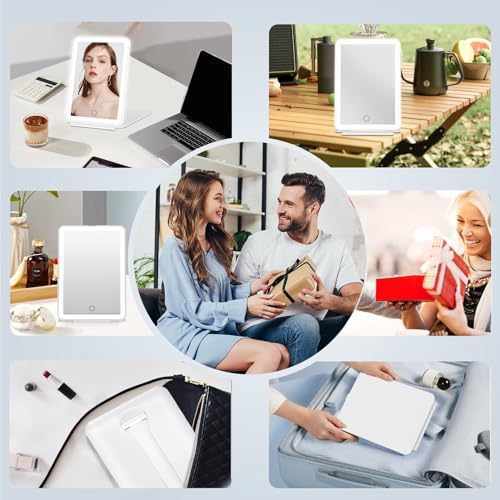 Lighted Makeup Mirror with 10X Magnification – Rechargeable Folding Vanity Mirror