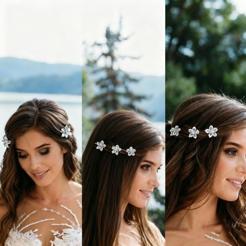 Mini Flower Hair Clips Set of 10 for Women - Elegant Metal Claw Clips