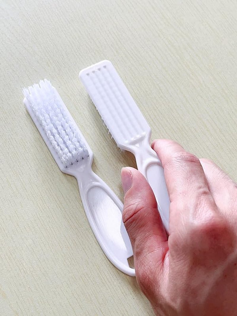 Nail Brush Set - 12Pcs Cleaning Brushes for Fingernails & Toenails | Ergonomic Handle for Manicure & Pedicure (White)