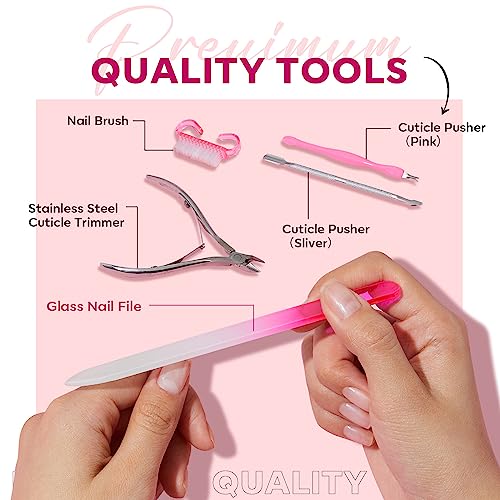 Modelones Cuticle Remover Kit Cuticle Remover Liquid & Cuticle Oil Pen Nail Kit w/Cuticle Trimmer Nail Stuff & File Cuticle Pusher & Nippers Manicure Kit for Women Nail Tools Manicure Set Nail Care