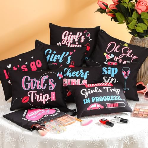 Neon Girls Trip Makeup Bags - 9 Pcs Friendship Gift Set
