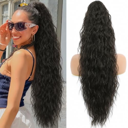 30-Inch Curly Ponytail Extension, Claw Clip-in Wavy Hair Piece for Women