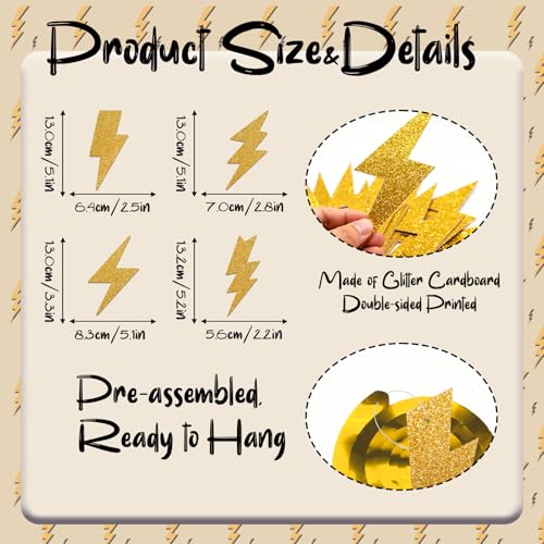 Lightning Hanging Swirls - Gold Spiral Party Decorations for Kids