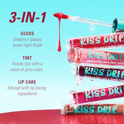 Revolution Kiss Drip Water Lip Tint - Strawberry Drizzle, Sheer & Hydrating