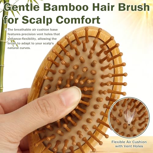 6 Pack Bamboo Hair Brushes with Bible Verses - Eco-Friendly Christian Gifts