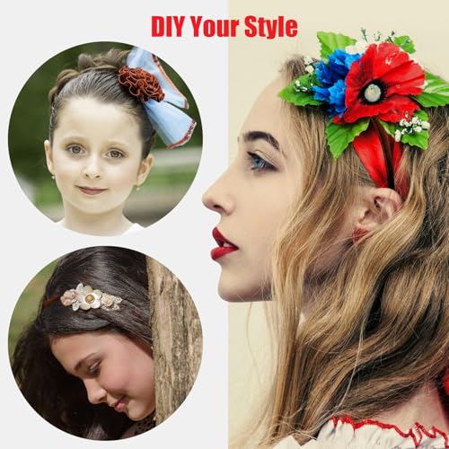 JUNSDUKE 4 Pack Multicolor Thin Hair Headbands with Teeth for Women & Girls