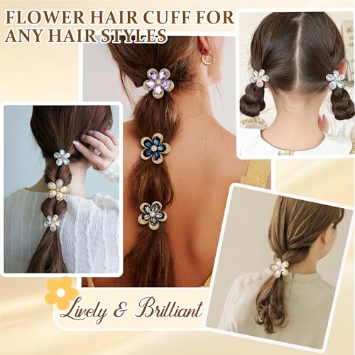 CWJCYTNSN 10 Pcs Flower Hair Cuff Ponytail Holders Black Elastic Hair Ties Kit