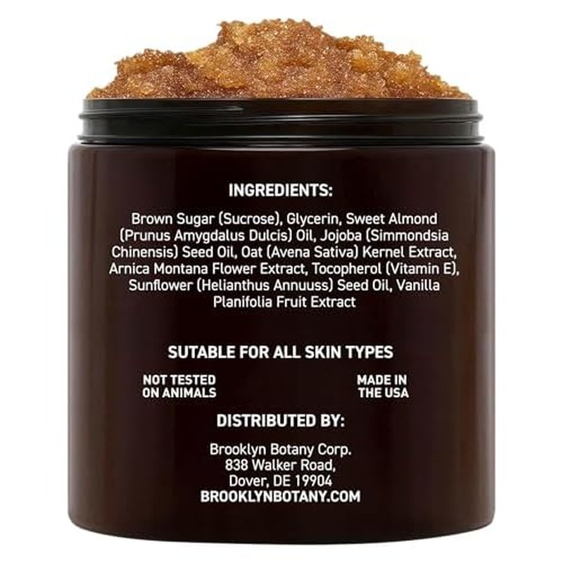 Brooklyn Botany Brown Sugar Body Scrub - Moisturizing and Exfoliating Body, Face, Hand, Foot Scrub - Fights Acne, Fine Lines & Wrinkles, Great Gifts For Women & Men - 10 oz