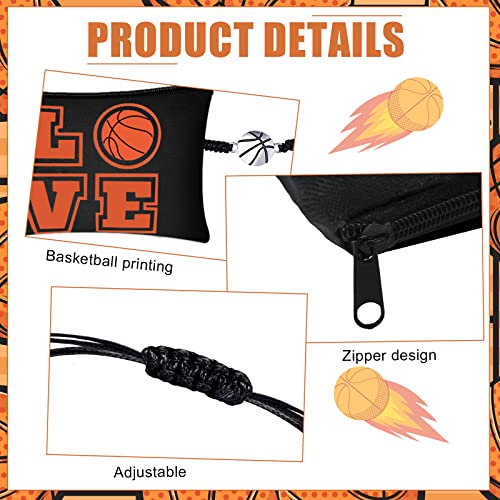 Kajaia 24 Pcs Black Basketball Makeup Bag & Bracelet Set