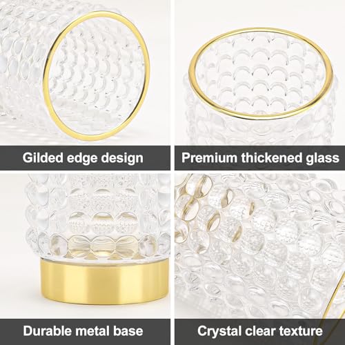 DASITON Clear Makeup Brush Holder Organizer - Vintage Glass Cup L