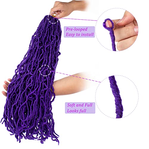 ZRQ 24 Inch Purple New Soft Faux Locs Crochet Braiding Hair - 7 Packs