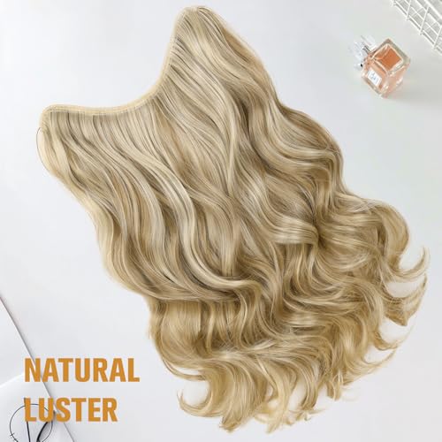 FAVE 20 Inch V Shaped Blonde Clip-in Hair Extensions - Lightweight Beach Waves