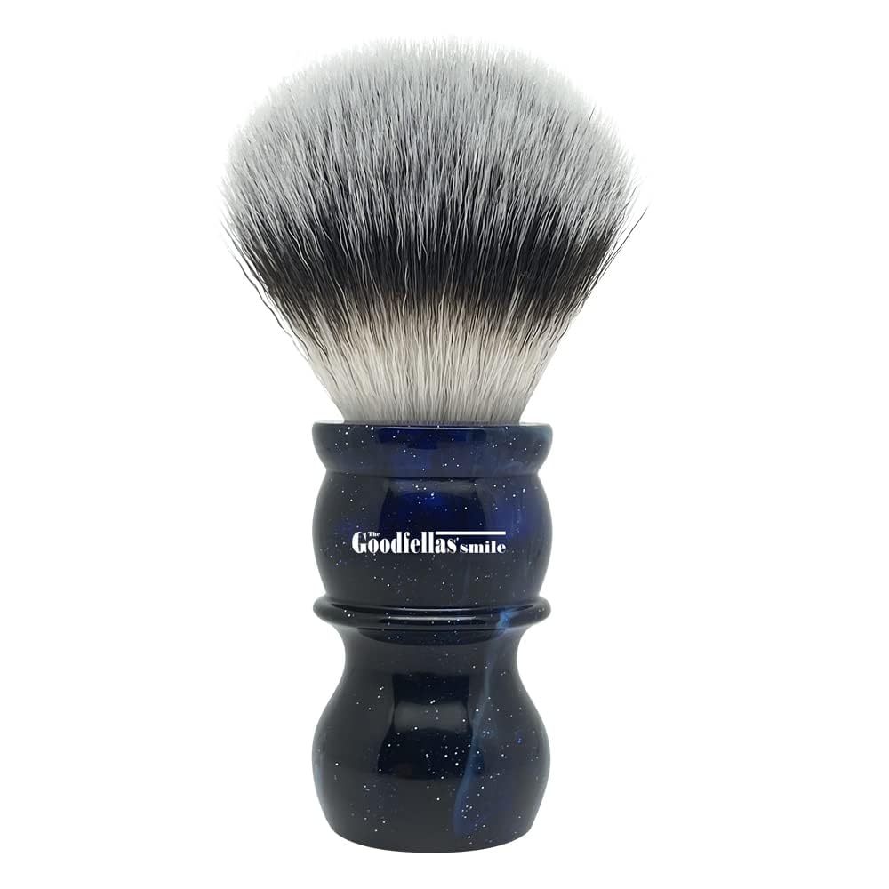 The Goodfellas Smile Synthetic Shaving Brush (Blue Galaxy), Oversized 26 mm Brush Knot for a Fabulous Lather