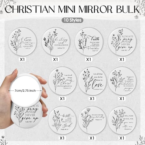 Aesthetic Christian Gifts Set - 10 Makeup Bags & 10 Mini Mirrors