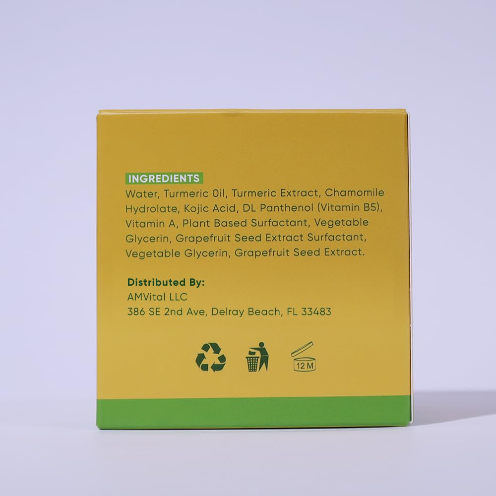 AMVital Turmeric Kojic Acid Cleansing Pads, Pre-Soaked Face Pads